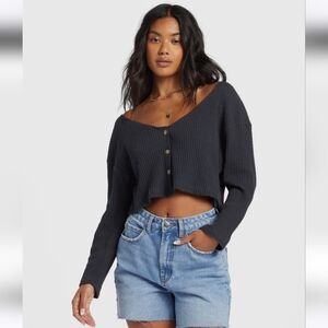 Billbong Easy A Rib Long Sleeve Crop Top